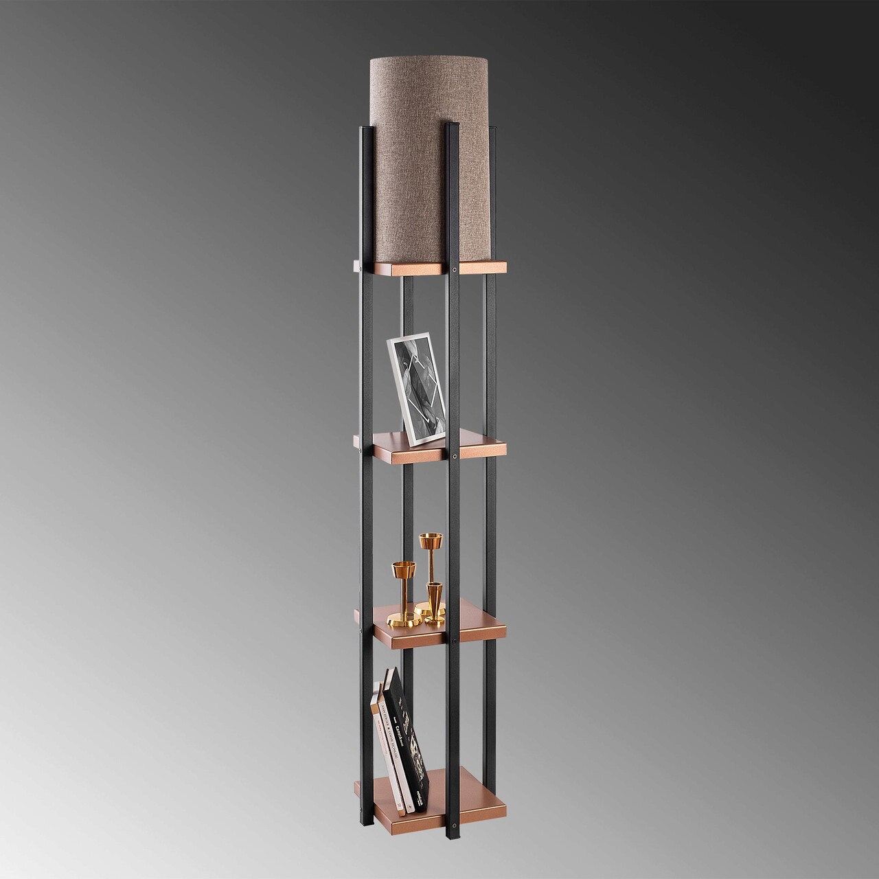 Lampadar, Lampana, 211LMP1104, Metal, Negru/Cupru - 1 | YEO
