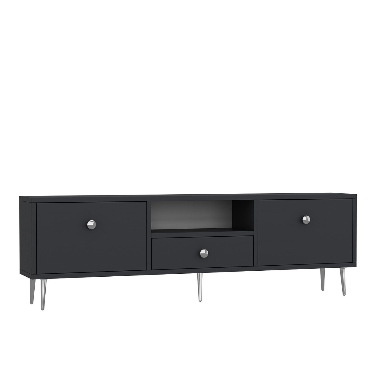 Comoda TV, Hanah Home, 1307-DROP-1, 140x45x30 cm, PAL , Antracit / Argintiu - view 4