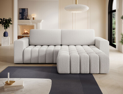 Coltar extensibil dreapta 4 locuri ELTAP, Bon-224, Bonett, 250x175x92 cm, lemn/poliester, alb murdar