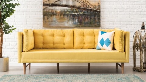 Canapea Point, Balcab Home, 3 locuri, 200x80x75 cm, galben Balcab Home