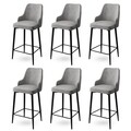 Set scaune de bar 6 piese, Charlotte, Enox, Metal, Gri/Negru