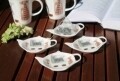 Set 4 farfurii Cat pentru plicurile de ceai, Duo, 6 x 11.5 cm, portelan, multicolor