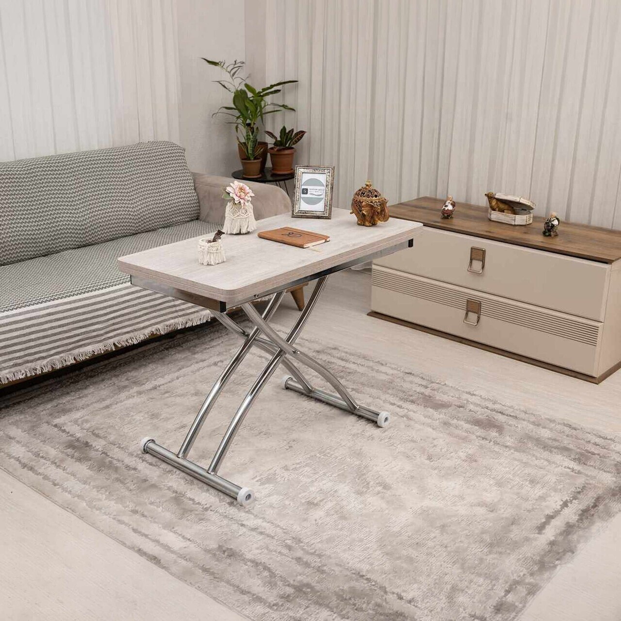 Masuta de cafea, Hanah Home, Mini Juppo Ext, MDF, Lisabona / Chrome — imaginea 2