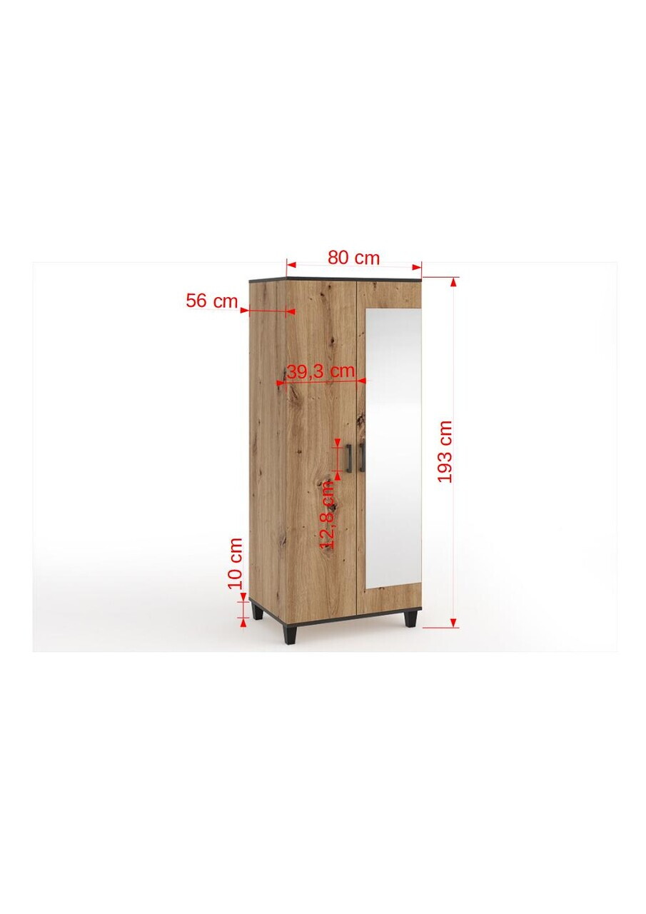 Dulap cu oglinda ADRK, Pola 11, 80x56x193 cm, PAL laminat, artisan — imaginea 6