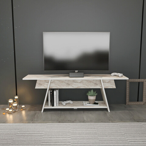 Comoda TV, Retricy, Lanca 120, 120x35x50 cm, PAL, Alb mezoni.ro