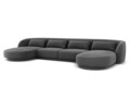 Coltar panoramic 5 locuri, Tulum, Cosmopolitan Design, 330x156x70 cm, catifea, gri