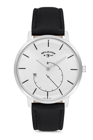 Ceas de mana barbatesc a8808, aqua di polo, metal/piele, negru/argintiu