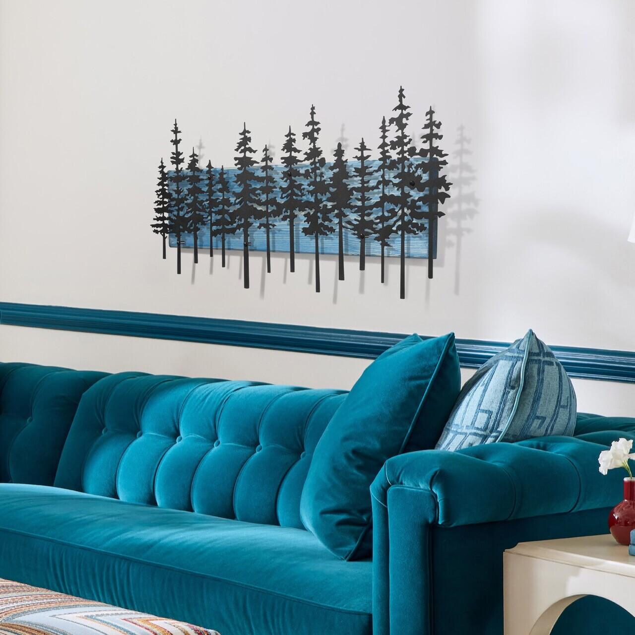 Decoratiune de perete, Nordic Pine, Cadru: Lemn (Grosime: 2 cm), Albastru/Negru — imaginea 5