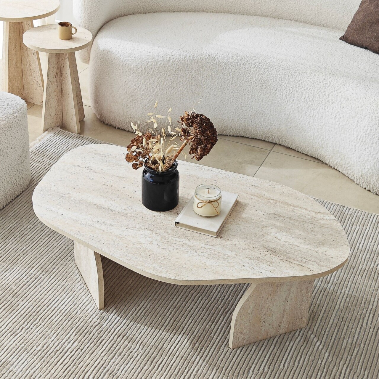 Masuta de cafea, Hanah Home, Nova, 100x35x60 cm, PAL, Travertin / Fumure — imaginea 5