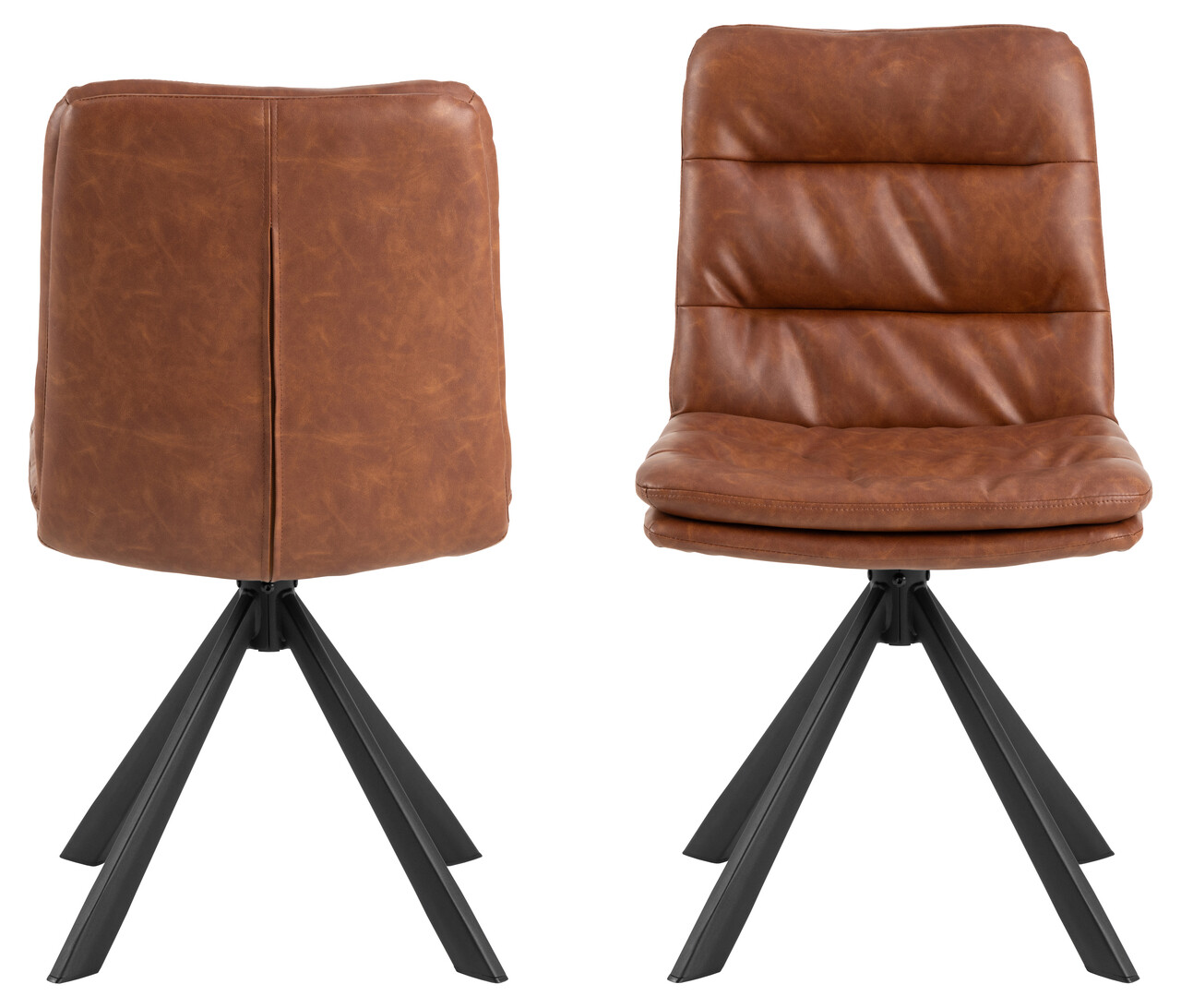 Scaun Dean, Actona, 47.5x57x85 cm, rotativ, piele ecologica/otel, brandy - view 7