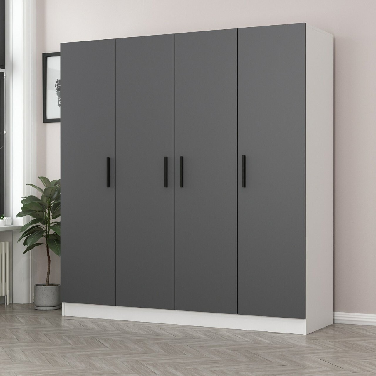 Dulap pentru haine, Minerva, Kale, 180x190x52 cm, PAL, Antracit - 1 | YEO