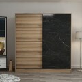 Dulap pentru haine, Minerva, Kale, 180x210x52 cm, PAL, Dore / Negru