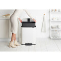 Cos de gunoi cu pedala, Brabantia, Bo Pedal, 60 L, 36.3x54.1x65.2 cm, otel, alb