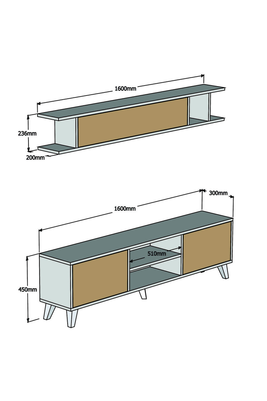 Comoda TV, Puqa Design, Italo, PAL, Alb / Pin