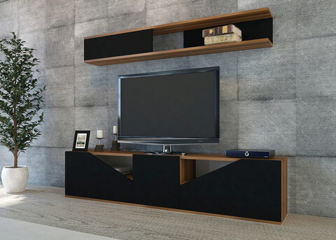 Comoda tv, decorotika, taç, nuc / negru