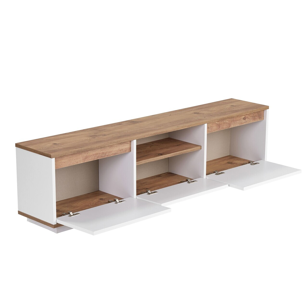 Comoda TV, Hanah Home, Sentinel, 160x42x30 cm, PAL, Pin Atlantic / Alb — imaginea 3