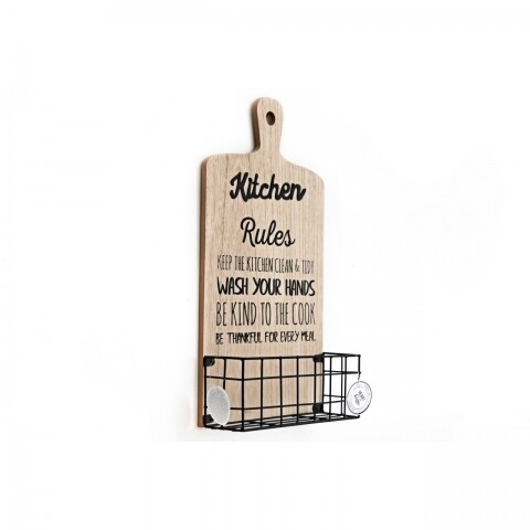 Suport depozitare pentru bucatarie, Kitchen Rules, Bedora, 28x50 cm, lemn/metal, natur/negru