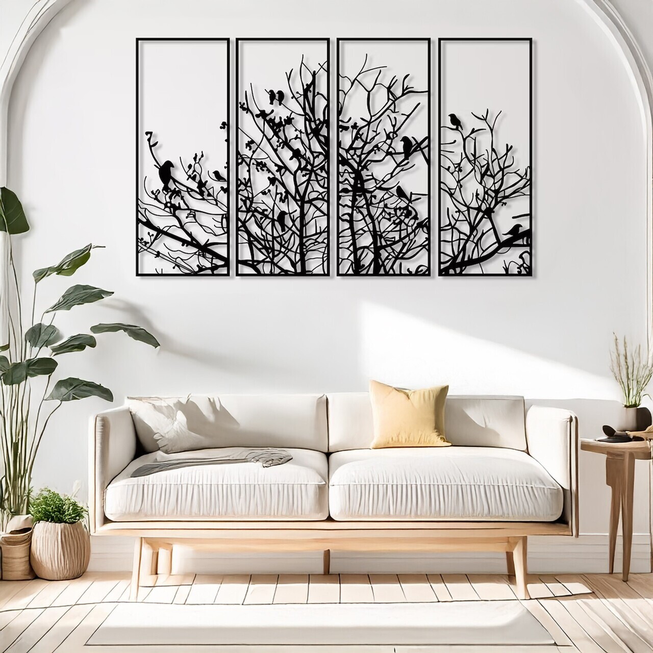 Set de accesorii decorative de perete din metal, DCV-1110-MT, Dimensiune: 20 x 50 cm (4 bucăți), Negru — imaginea 2
