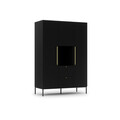 Dulap pentru haine ELTAP, Lanzzi, 135x60x200 cm, MDF laminat, negru/auriu