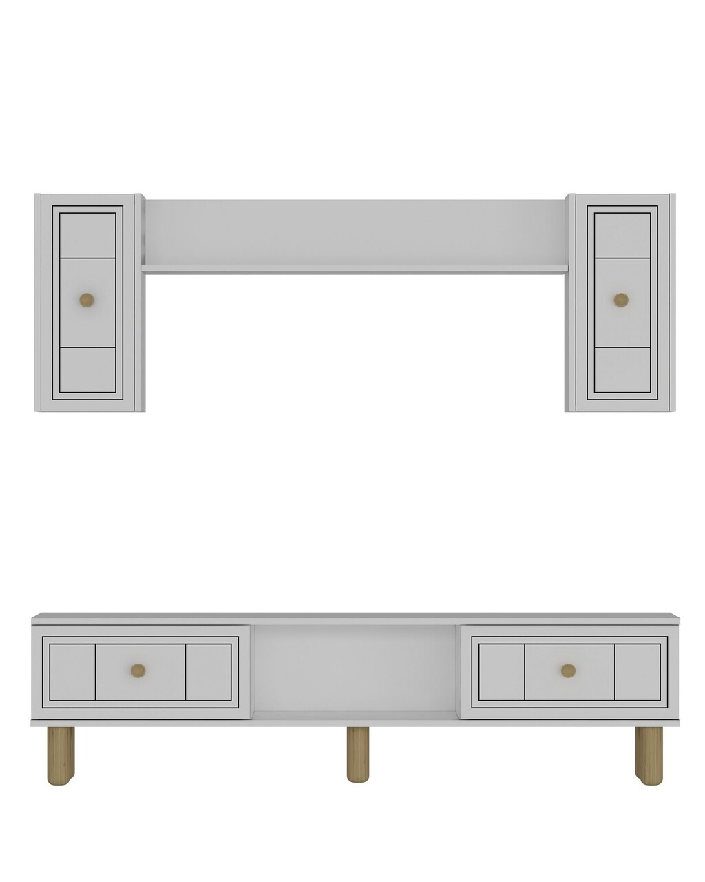 Comoda TV, Hanah Home, Dario Bohem, 150x44.6x29.6 cm, PAL , Alb - imagine 3
