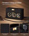 Cutie pentru ceasuri si ochelari de soare, Ronne Display, Songmics,  40x16.2x25.3 cm, piele ecologica, negru