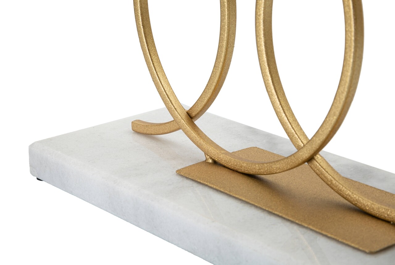 Suport pentru lumanari Infinity, Mauro Ferretti, 30x9x20 cm, fier/marmura, auriu - 2 | YEO