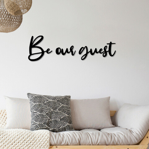Decoratiune de perete, be our guest, metal, dimensiune: 65 x 19 cm, negru
