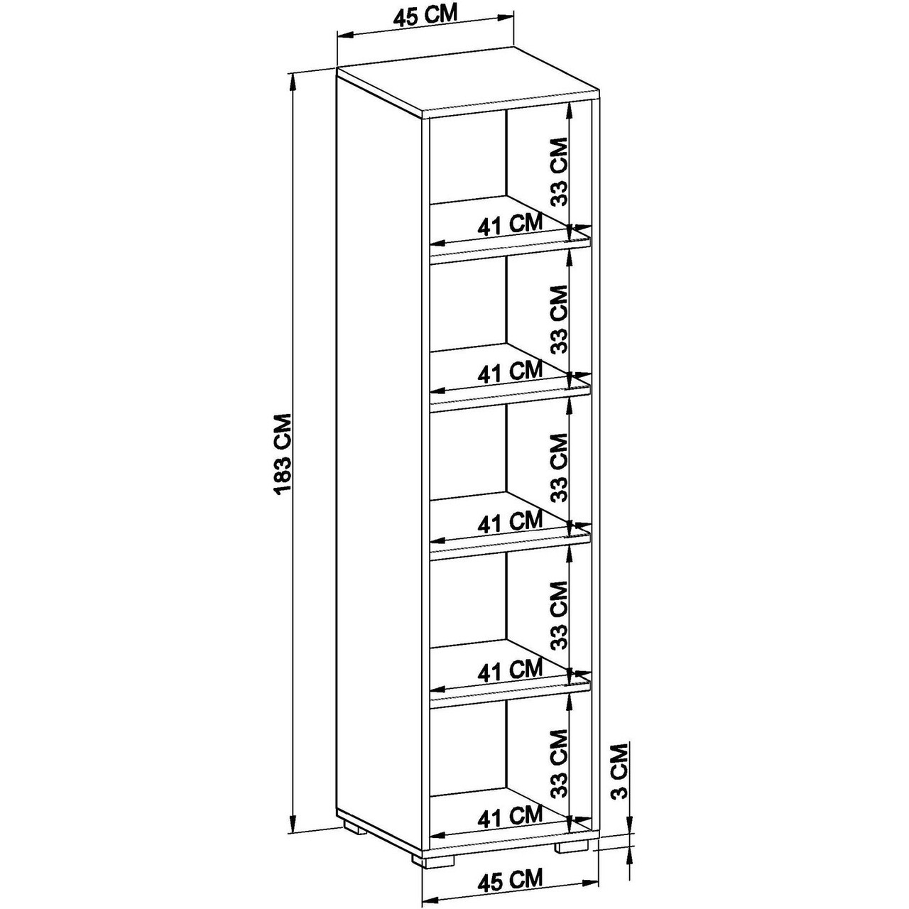 Dulap pentru haine, Miwood, Duru 1600-042, 40x183x4553 cm, PAL, Alb mat