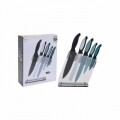 Set 5 cutite cu suport transparent, 29 x 37 x 60 cm, otel/plastic, multicolor