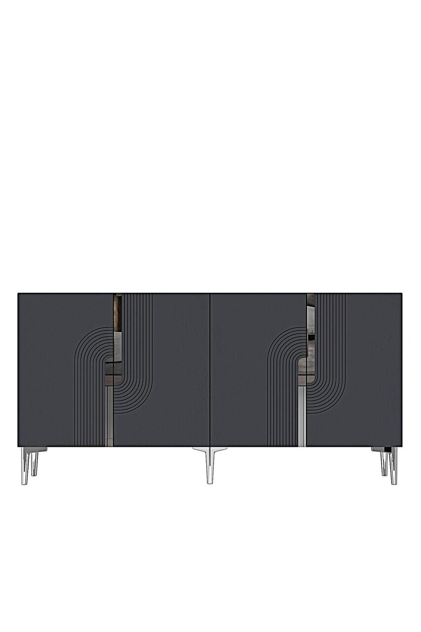Consola, Hanah Home, Meyra 180, 180x75x32 cm, Antracit / Argintiu — imaginea 4