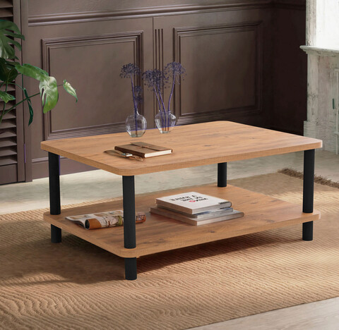 Masuta de cafea, dora, roga, 100x43.7x70 cm, negru / pin atlantic