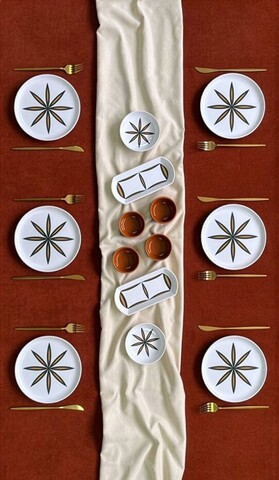 Set de mic dejun (14 piese), L'essentiel Maison, 759NRE1129, Platou: 20 x 6 x 3 cm (2 bucăți), Multicolor