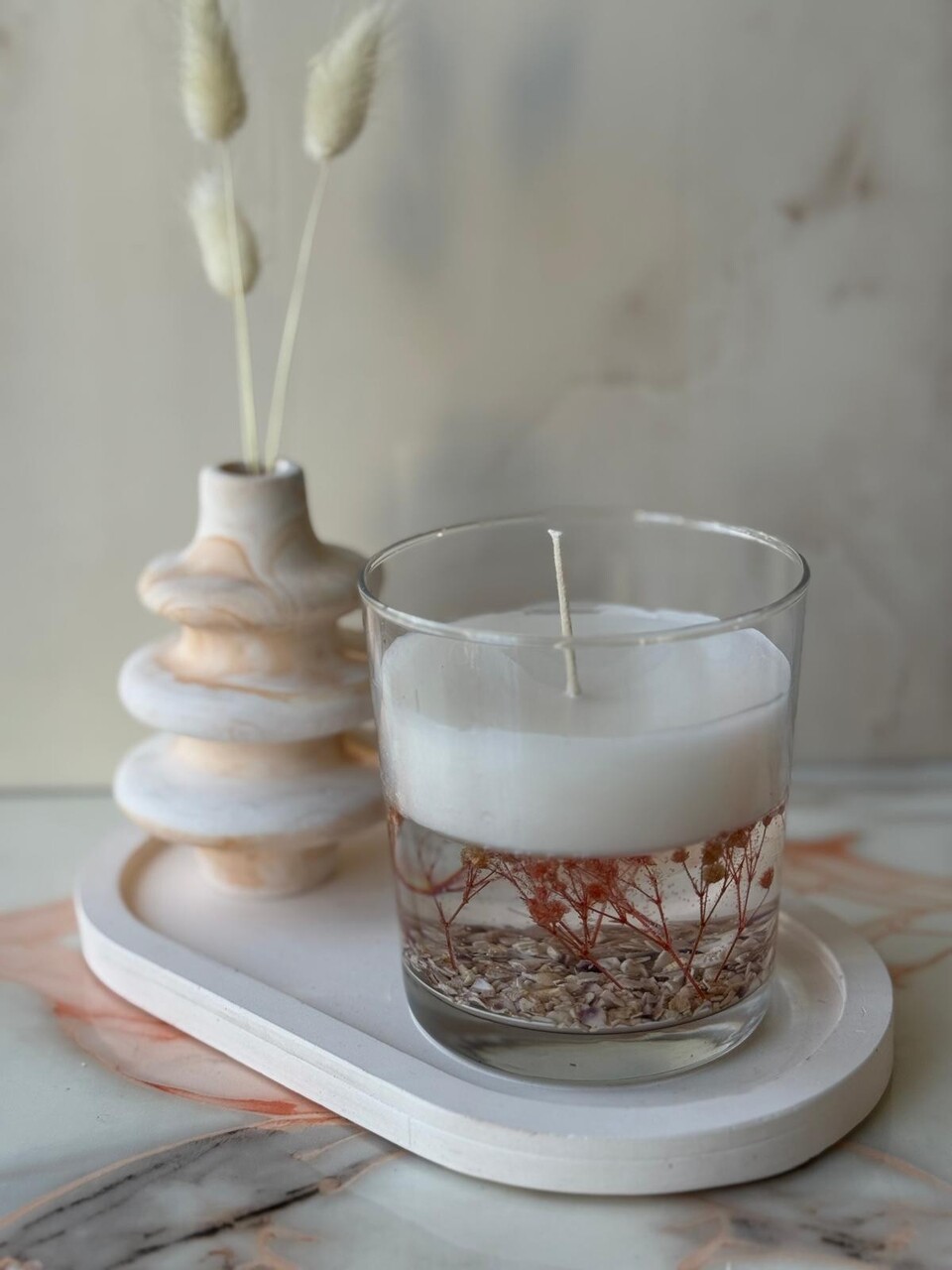 Set de lumanari, Glamour Candle 34ST, Beton, Alb - view 2