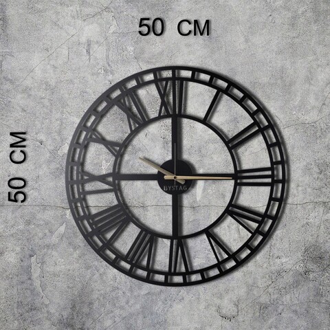 Ceas de perete, Classic, Metal, Dimensiune: 50 x 50 cm, Negru