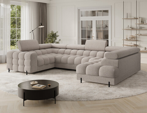Coltar extensibil dreapta 3 locuri ELTAP, RT-18ROY, Fectory, 346x205x93 cm, lemn/poliester, bej deschis