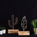 Set 2 decoratiuni, Cactus Feather Mini Set, Metal, Bronz