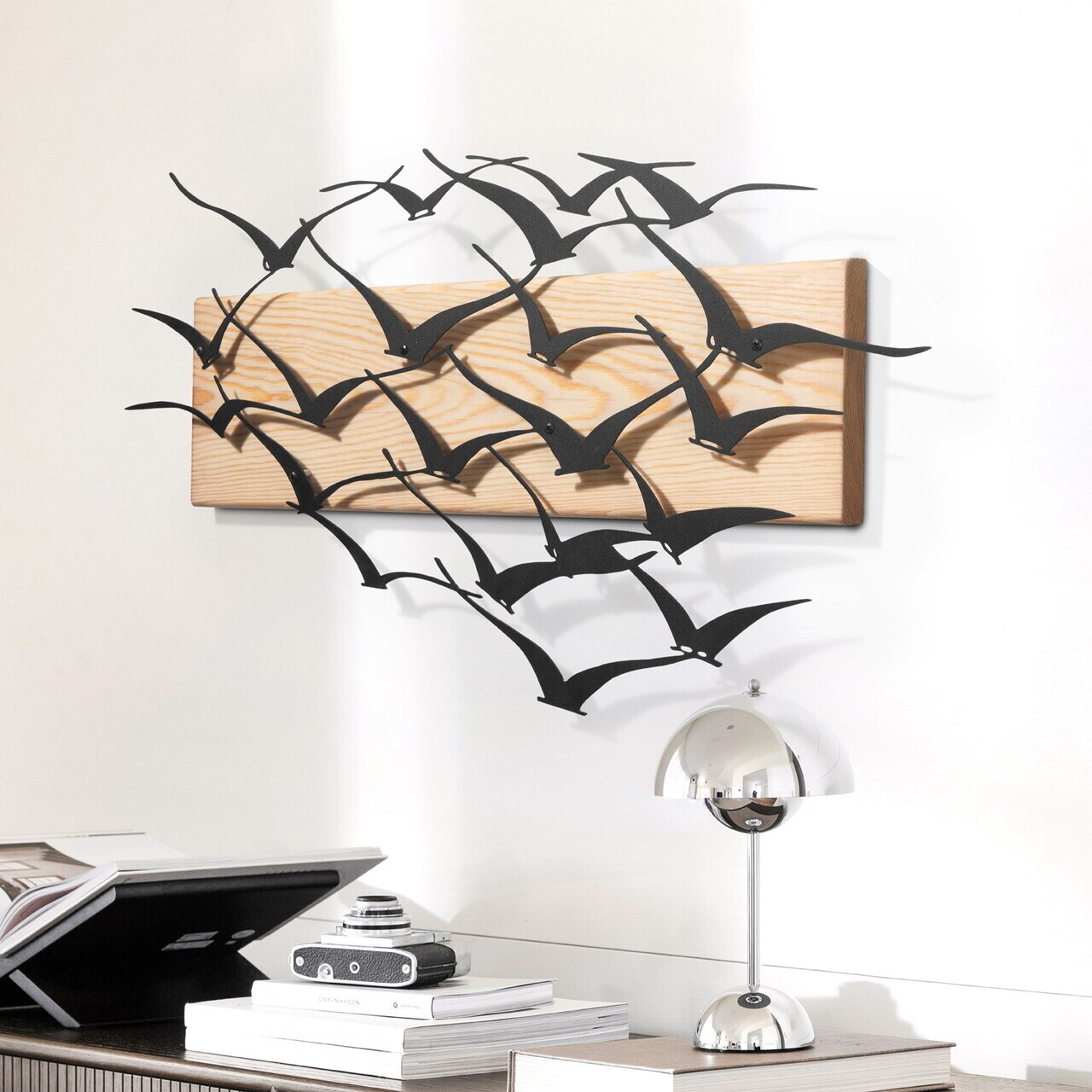 Decoratiune de perete, Ventus, Cadru: Lemn (Grosime: 2 cm), Natural/Negru — imaginea 5