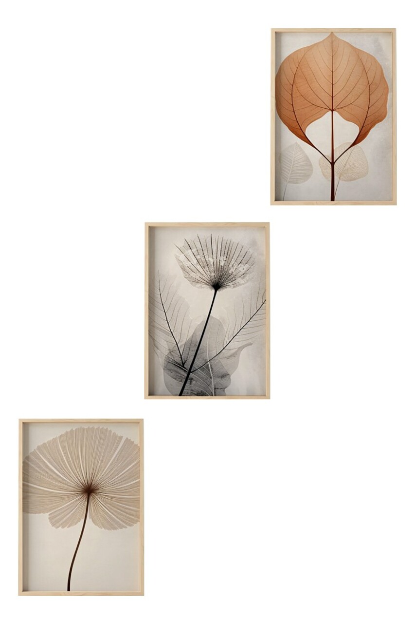 Set 3 tablouri decorative, Huhu481, Cadru: 100% LEMN MASIV (Grosime: 2,5 cm), Multicolor - view 2