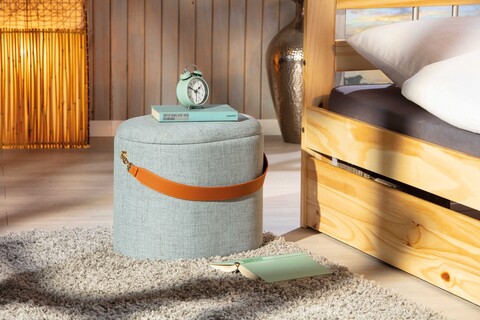 Taburet cu spatiu de depozitare Dilia, Inter Link, 42x30x36 cm, poliester, gri