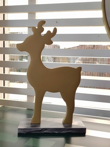 Decoratiune, Mini Deer, 30x8x20 cm, Placaj, Auriu La Moneta
