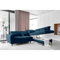 Coltar extensibil dreapta 4 locuri ELTAP, RT-40NU, Noble, 255x201x100 cm, lemn/poliester, albastru inchis