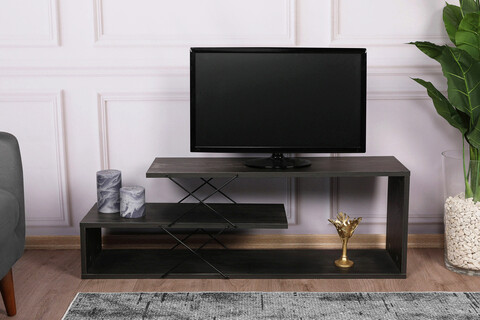 Comoda tv, kalune design, zigzag, 120x40x30 cm, maro inchis