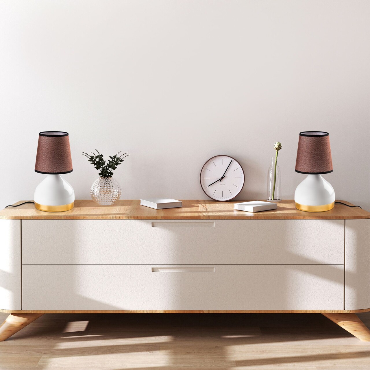 Set de lămpi de masă, Opviq, 892OPV2562, Alb/Maro deschis - imagine 3