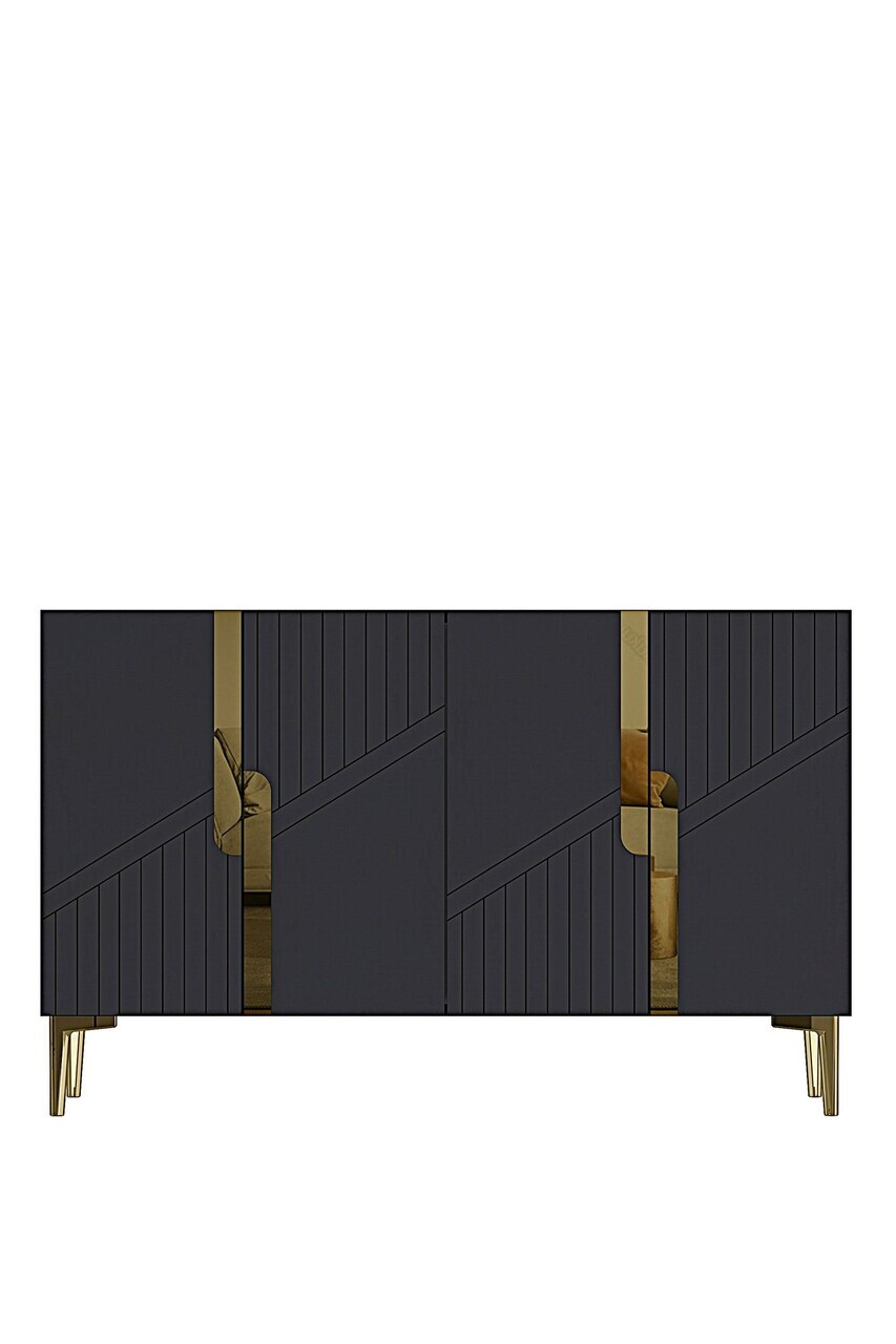 Consola, Hanah Home, Evva 120, 120x75x32 cm, Antracit / Aur — imaginea 3