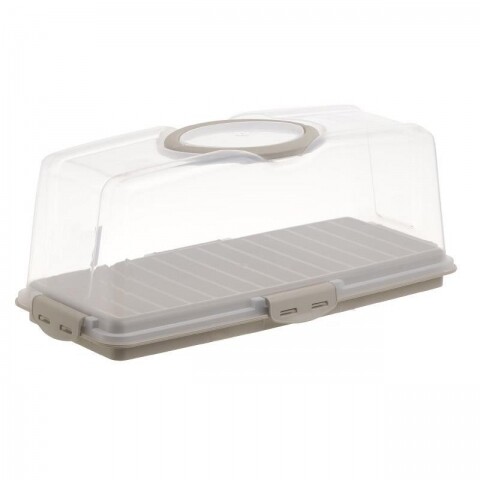 Platou cu capac pentru prajituri InArt, 37x17x15 cm, Beige