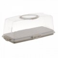 Platou cu capac pentru prajituri InArt, 37x17x15 cm, Beige