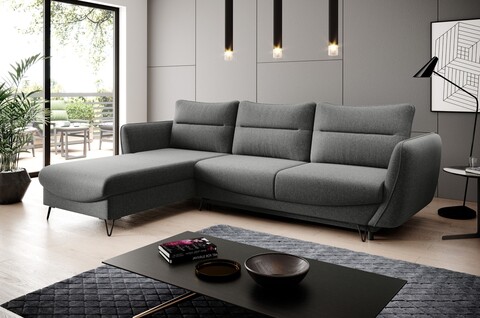 Coltar extensibil stanga 3 locuri ELTAP, LT-04FL, Silva, 276x201x100 cm, lemn/poliester, gri