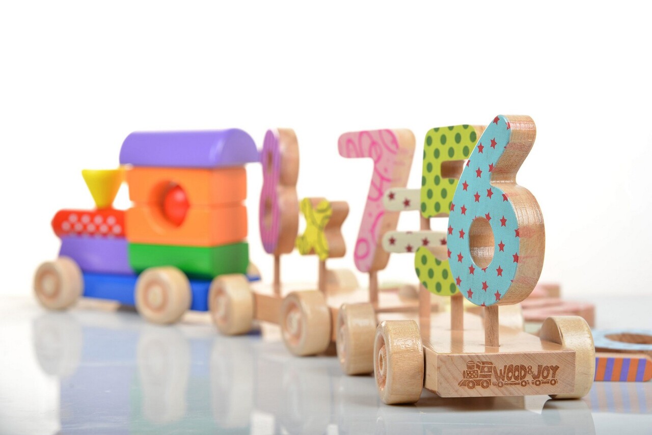 Jucarie pentru landou/carucior, Hanah Home, Math Train, 55x13x6 cm, Multicolor - view 2