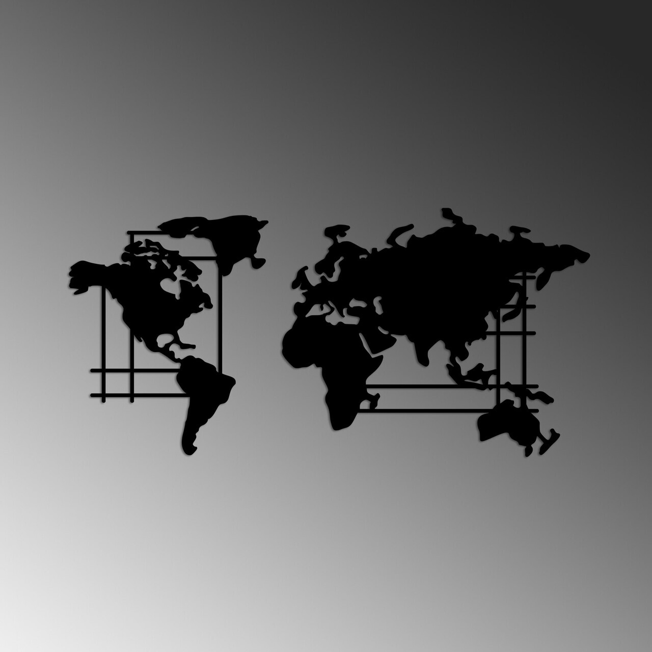 Decoratiune de perete, World Map, 70 x 33 cm, Negru — imaginea 4