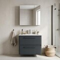 Set Dulap de Baie cu Chiuvetă și Oglindă (2 Piese), Hanah Home, Nuvola 65 v2, Antracit